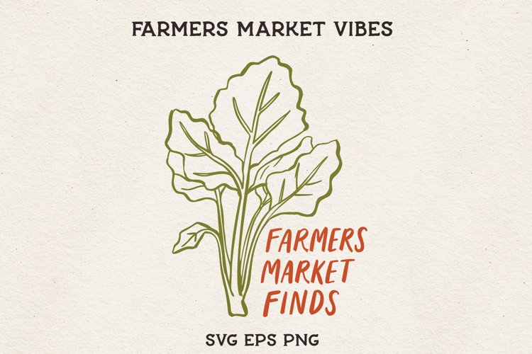 Farmers Market Finds Greens SVG Vegetable Line Art PNG