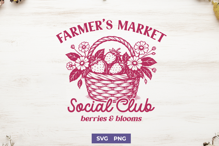 Farmers Market Social Club SVG - Strawberry Basket PNG
