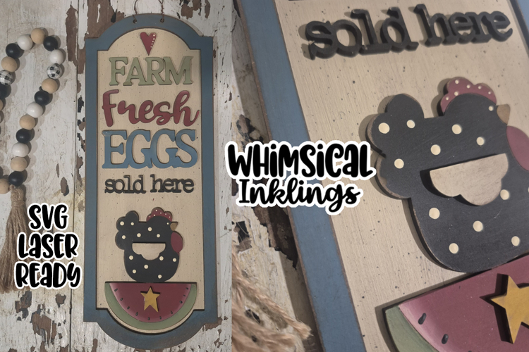 Farm Fresh Eggs Chicken Sign Laser SVG