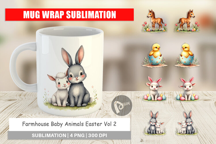 Baby Animals Easter Mug Wrap example image 1