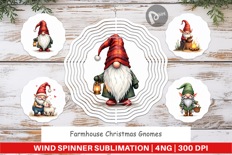 Farmhouse Christmas Gnomes Wind Spinner