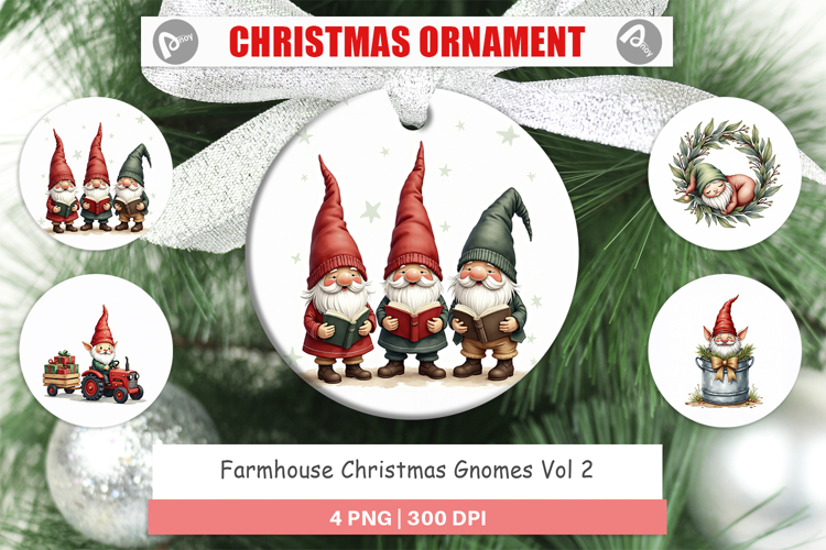 Farmhouse Christmas Gnomes Ornament