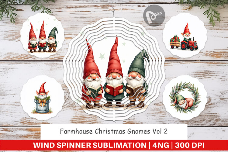 Farmhouse Christmas Gnomes Wind Spinner example image 1