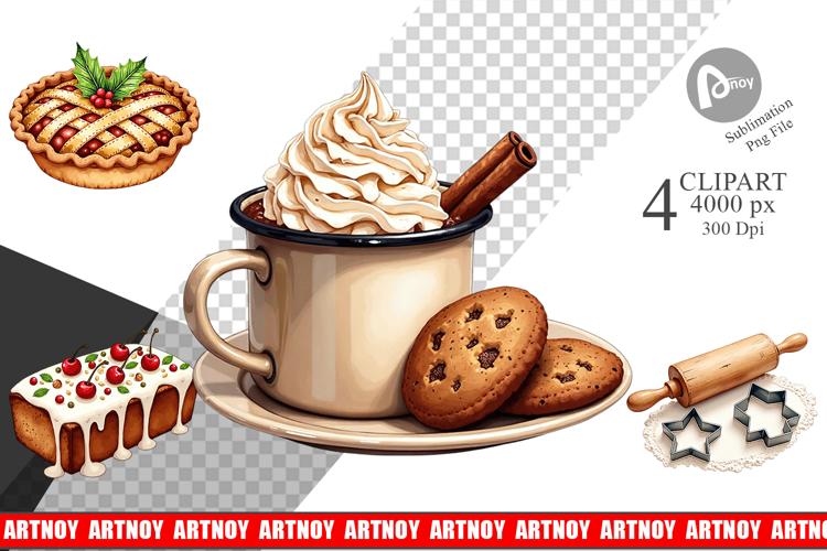 Farmhouse Christmas Kitchen Clipart