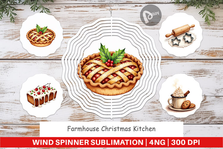 Farmhouse Christmas Kitchen Wind Spinner example image 1