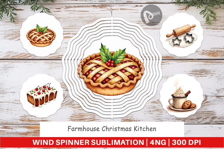 Farmhouse Christmas Kitchen Wind Spinner