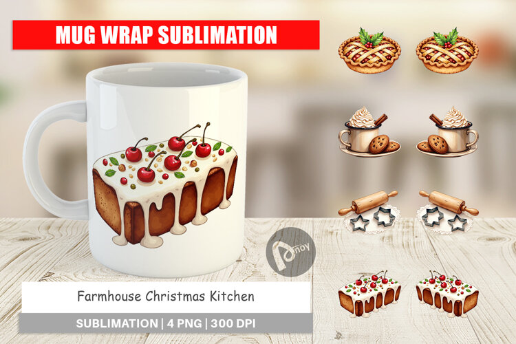Farmhouse Christmas Kitchen Mug Wrap example image 1