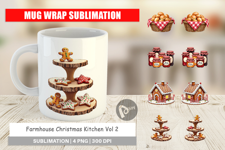 Farmhouse Christmas Kitchen Mug Wrap