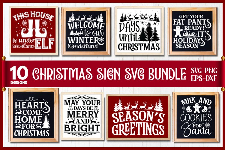 Farmhouse Christmas Sign SVG Bundle, Christmas Sign SVG