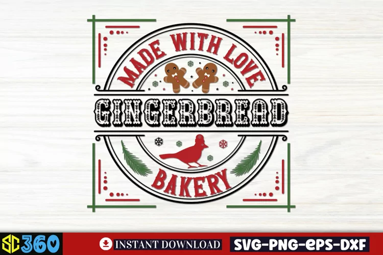 Made with love gingerbread bakery, Christmas SVG