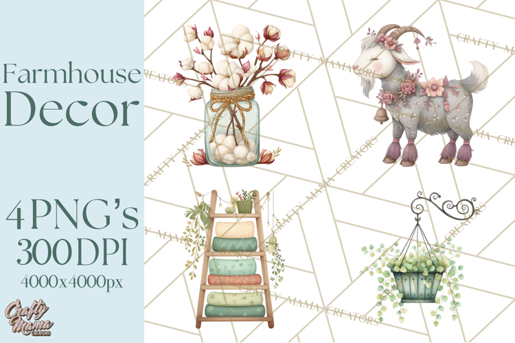 Farmhouse Decor PNG Rustic Country Clipart Printable Icons