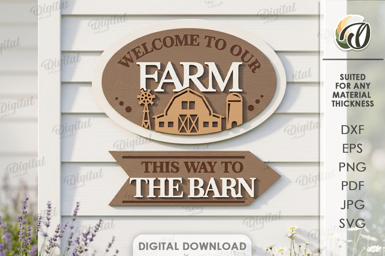 Farmhouse Directional Sign Laser Cut. Farm Welcome SIgn SVG example image 1