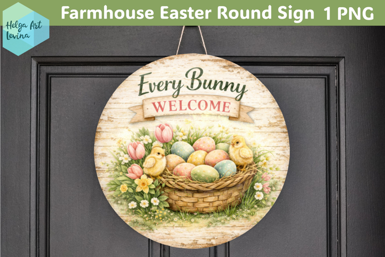 Farmhouse Easter Round Sign