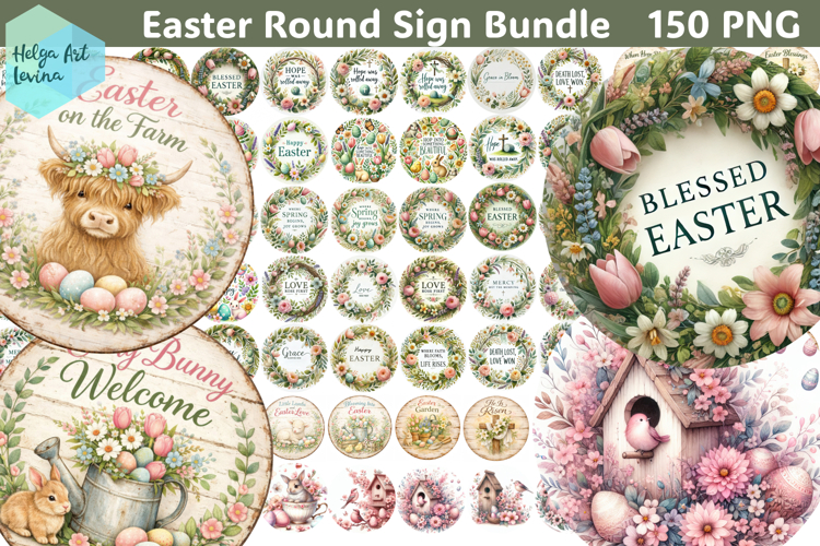 Spring Easter Round Sign Mega Bundle