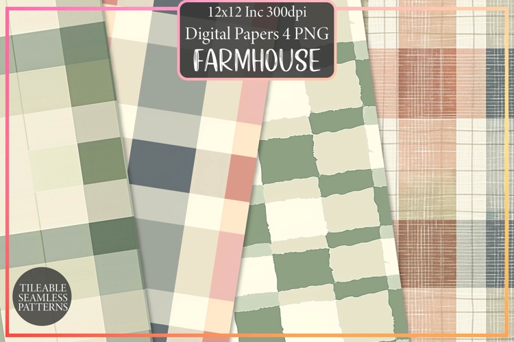 Farmhouse Gingham Pastel Digital Paper