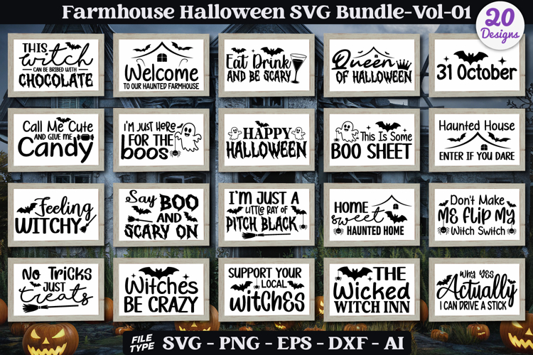 Farmhouse Halloween Sign SVG Bundle | Halloween Decor Sign