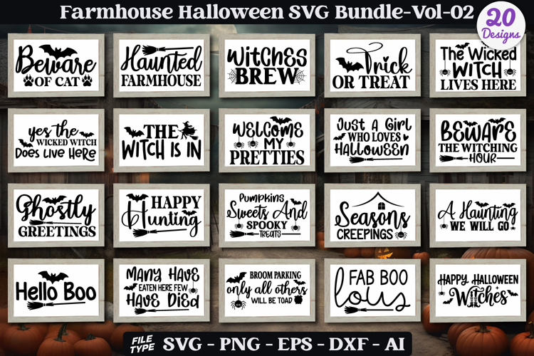 Farmhouse Halloween Sign SVG Bundle | Spooky Halloween Sign
