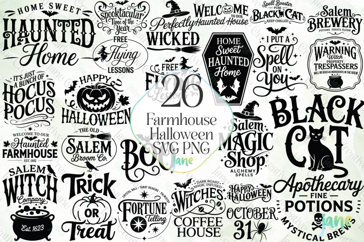 Farmhouse Halloween SVG PNG Bundle