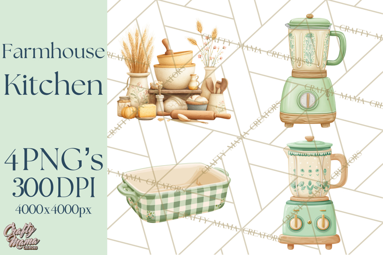 Farmhouse Kitchen Clipart, Rustic Kitchen Appliances PNG