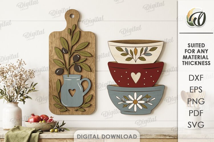 Farmhouse Kitchen Wall Decor Laser Cut. Wall Decor SVG example image 1