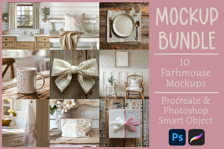 Farmhouse Surface Pattern Mockup Bundle