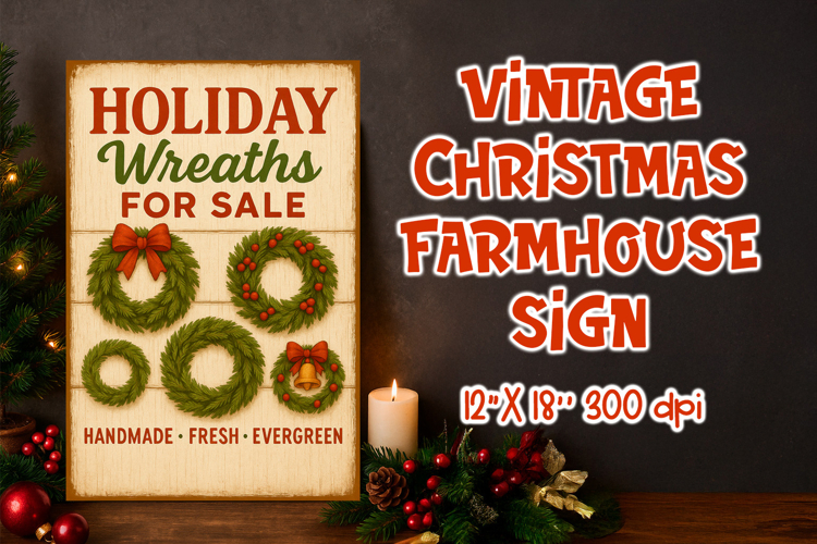 Farmhouse Christmas Wreath Png Image 17