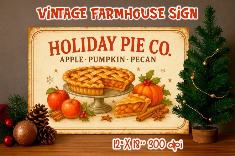 Vintage Christmas Farmhouse Sign | Holiday Pie Co.
