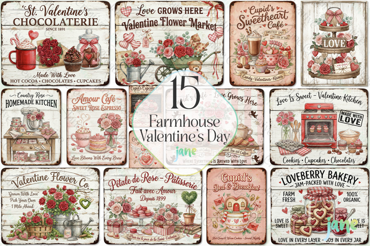 Farmhouse Valentines Day Clipart Bundle