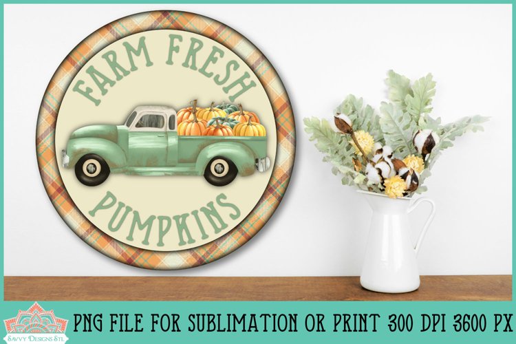 Farmhouse Vintage Truck | Round Fall Sublimation