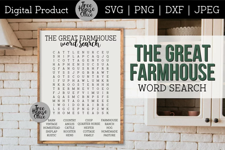 Word Search SVG, Farmhouse Sign Print, Bathroom Sign SVG