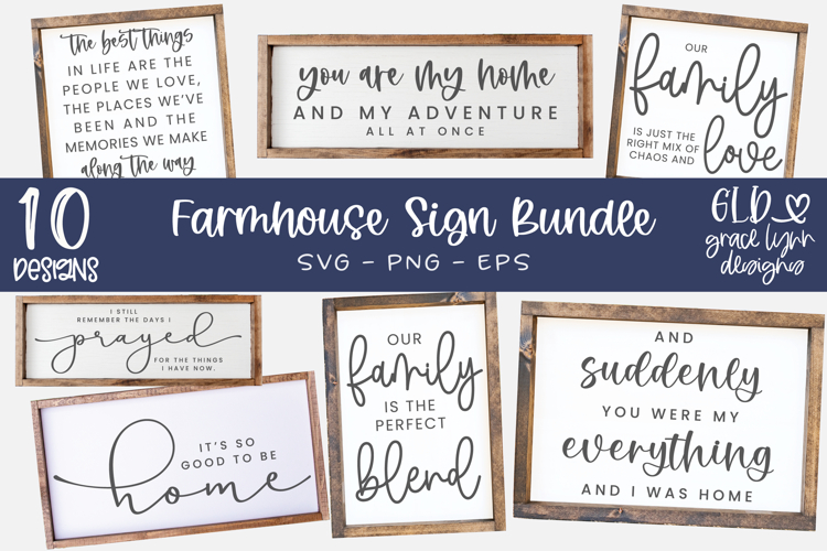 Farmhouse Sign SVG Bundle, Family Quotes, Home Decor SVGs