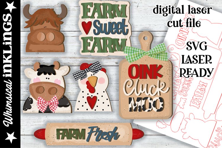 Farm Sweet Farm SVG Set For Laser Cutting example image 1