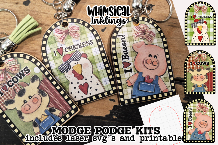 Farm trio Keychains Modge Podge SVGs and Printables