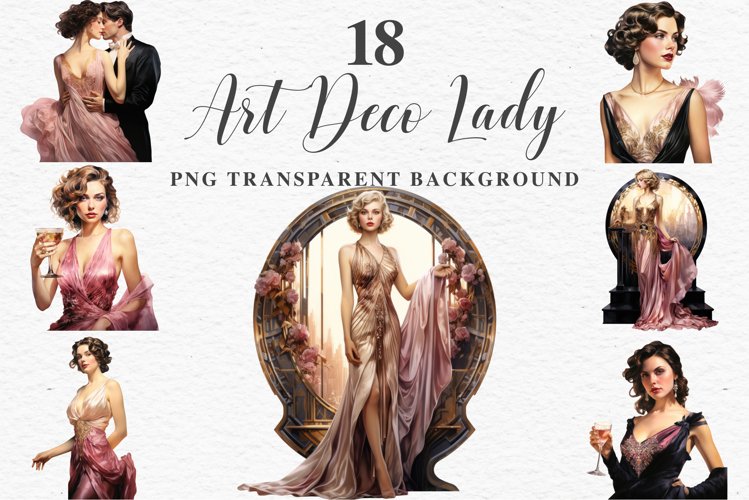 Fashion Lady Art Deco Royal Vintage Women PNG Romantic Girl