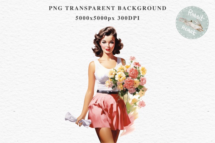 Fashion Lady Pin up Royal Vintage Women PNG Romantic Girl