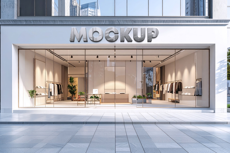 Logo mockup 3d sign store