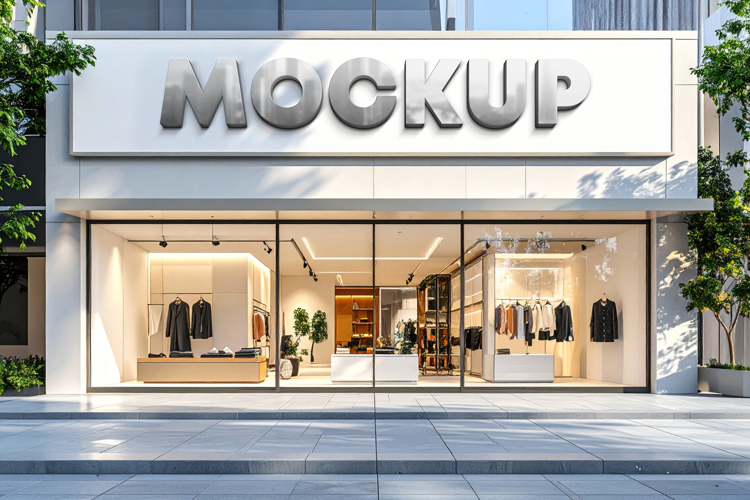 Logo mockup 3d sign store