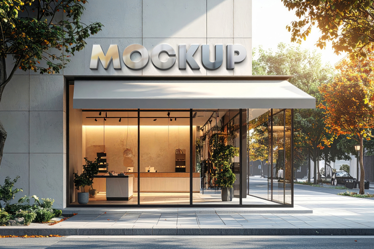 Logo mockup 3d sign store