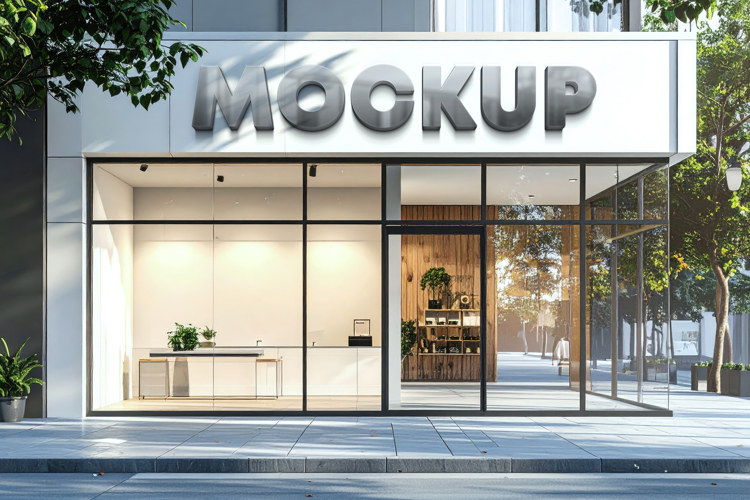 Logo mockup 3d sign store