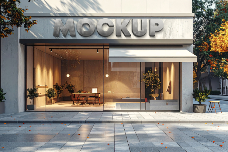 Logo mockup 3d sign store