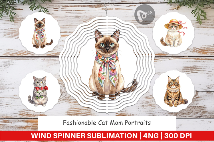 Fashionable Cat Mom Wind Spinner