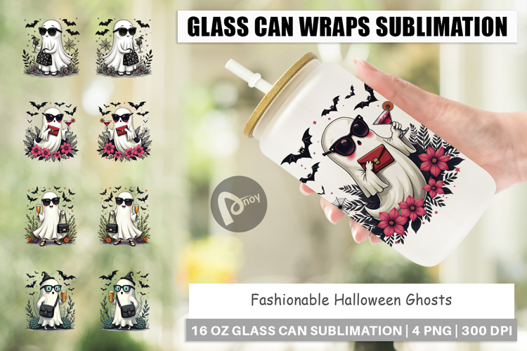 Fashionable Ghosts Glass Can