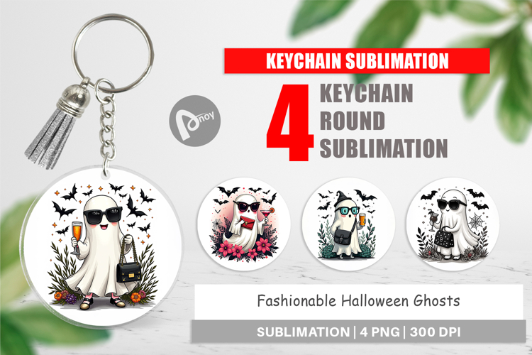Fashionable Ghosts Keychain