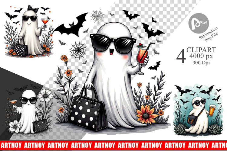 Fashionable Ghosts Clipart