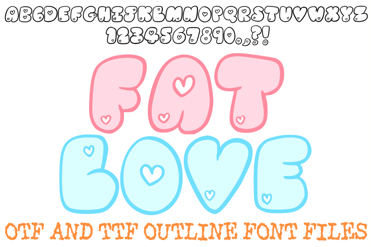 Fat Love Lettering Font Cute Heart ABC OTF Type