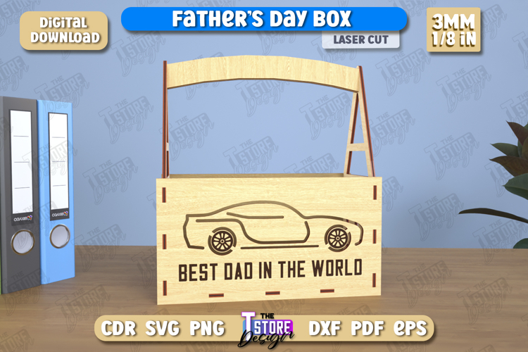 Father's Day Gift Box | Storage Box | Best Dad | CNC File example image 1