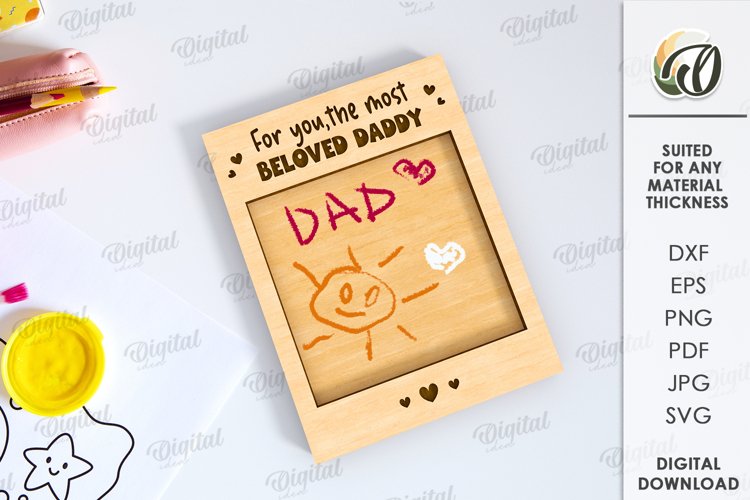Fathers Day Drawing Plaque Gift Laser Cut. Kids Chalk Board
