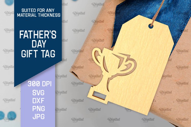 Father's Day Gift Tag Laser Cut. Gift Hang Tag SVG example image 1