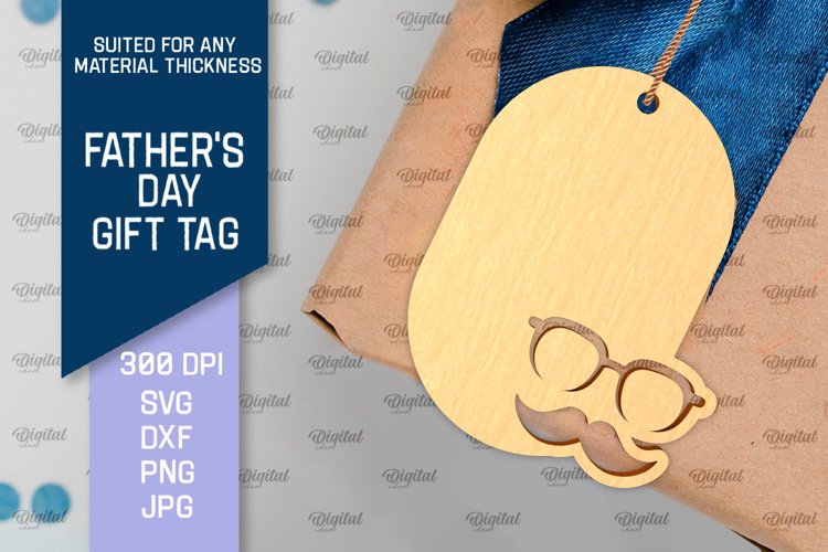 Father's Day Gift Tag Laser Cut. Gift Hang Tag SVG example image 1