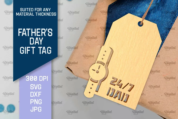 Father's Day Gift Tag Laser Cut. Gift Hang Tag SVG